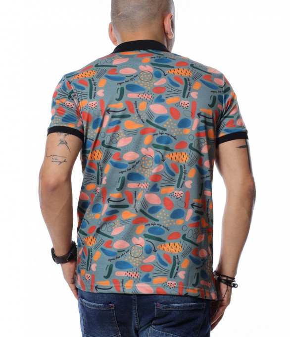 Тениска с принт 12672 - Зелен