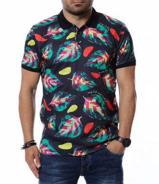 Тениска с принт 12669 - Черен