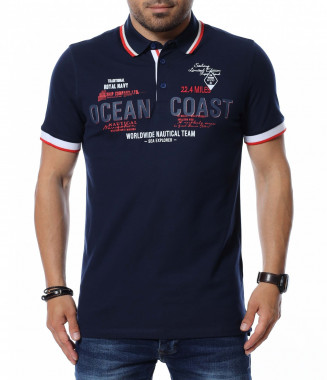 Тениска с яка 12665 - Тъмно...