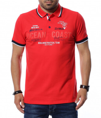 Тениска с яка 12665 - Червен