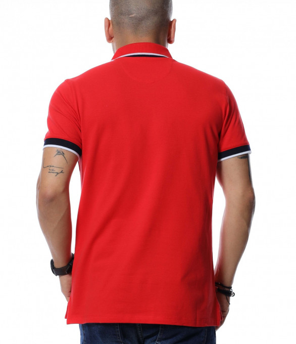 Тениска с яка 12665 - Червен