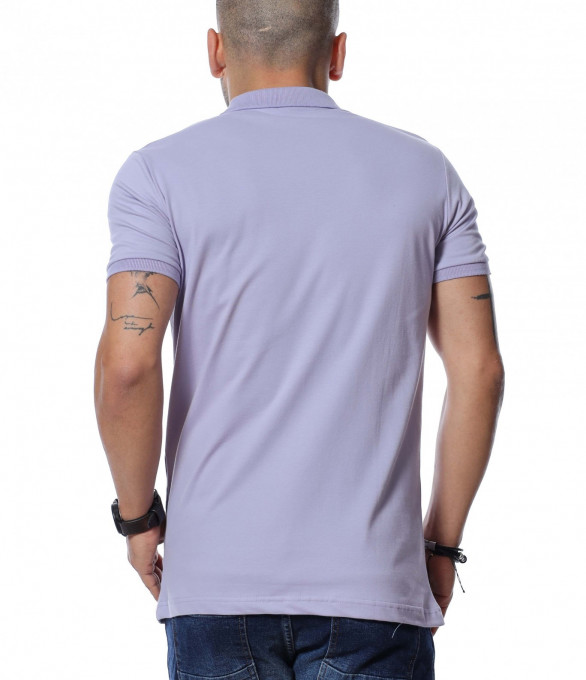 Разноцветна тениска с яка 12254 - Лилав