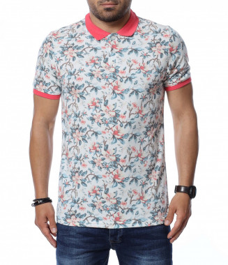 Тениска с яка 12643 - Бял