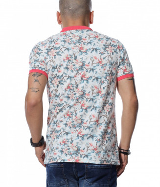 Тениска с яка 12643 - Бял 2