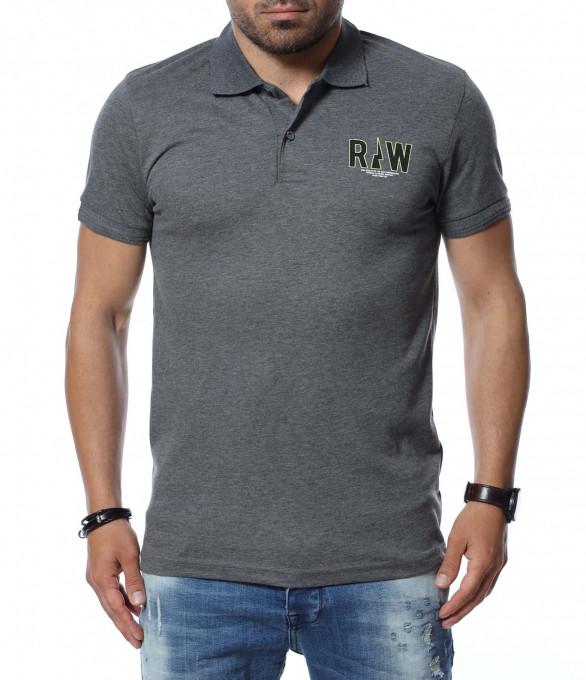 Тениска с яка 12661 - Сив