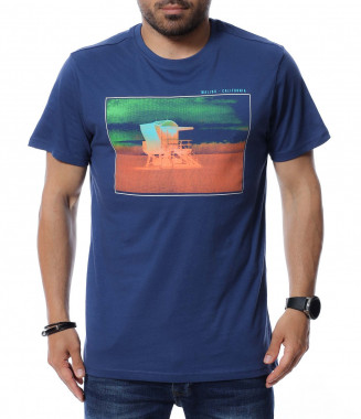 Тениска със щампа 12688 - Син