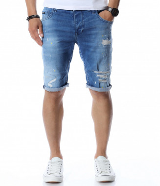 Къси дънки с дизайн 12629 -...