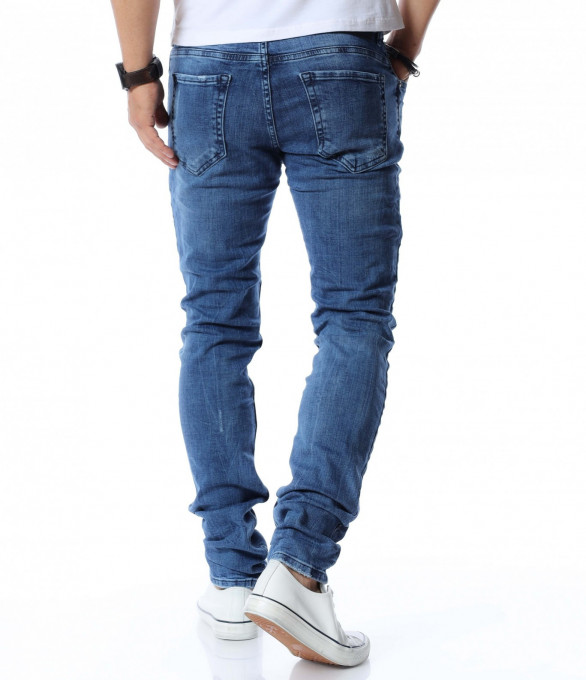 Дълги класически дънки 12582 - Син