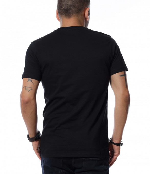 Тениска с пухен надпис 12324 - Черен