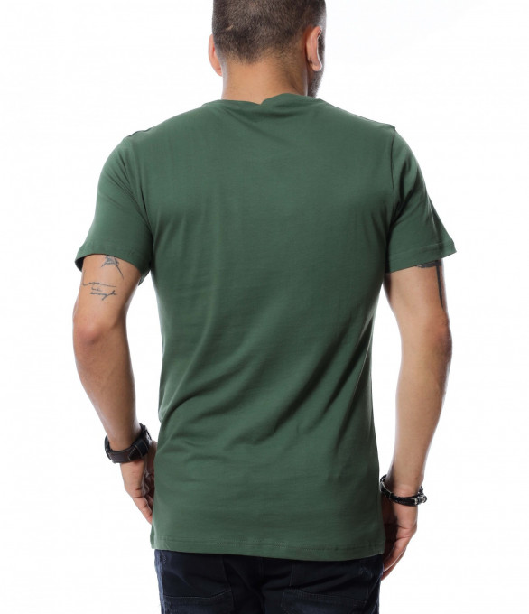 Тениска с пухен надпис 12324 - Зелен