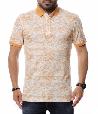 Тениска с яка 12699 - Бежов