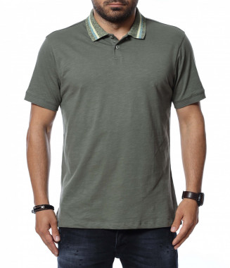Тениска с яка 12711 - Зелен