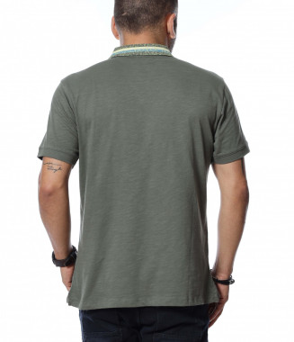 Тениска с яка 12711 - Зелен 2