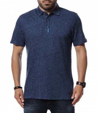 Тениска с яка 12712 - Син