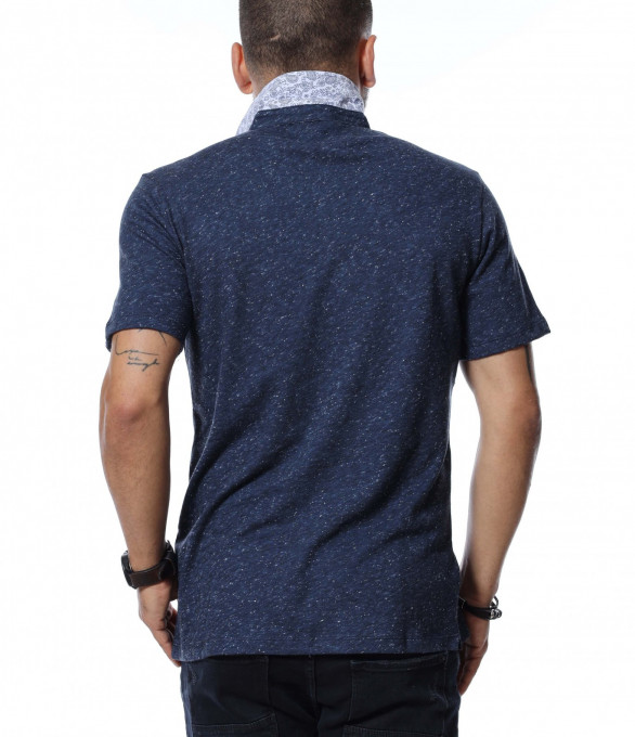 Тениска с яка 12712 - Син