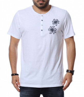 Тениска с бродерия 12714 - Бял