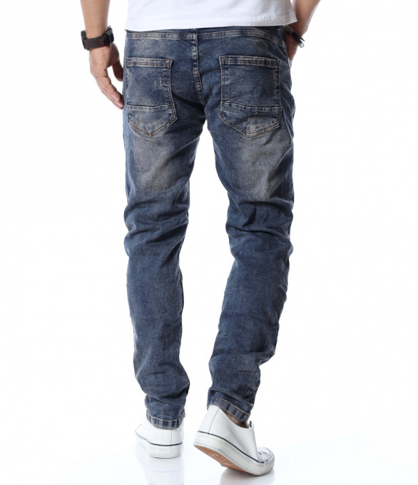 Дънки с кръпки 12722 - Син