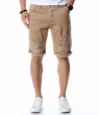 Къси дънки 12728 - Кафяв