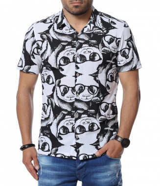 Риза с къс ръкав 12751 - Черен