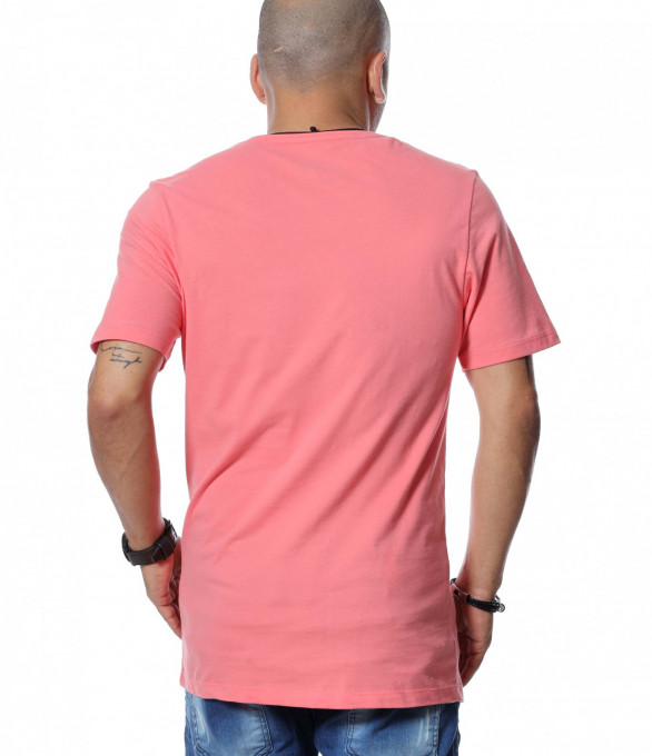 Цветна памучна тениска 12739 - Розов