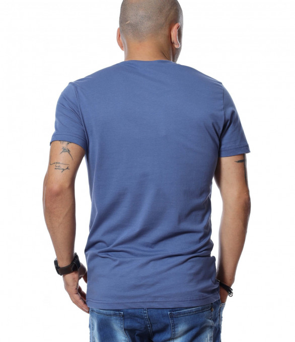 Тениска със щампиран надпис 12747 - Син