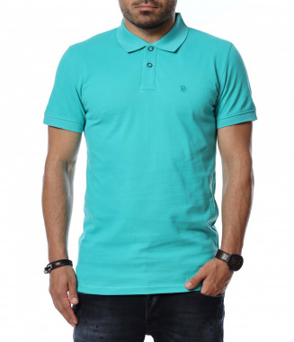 Тениска с яка 12755 - Зелен