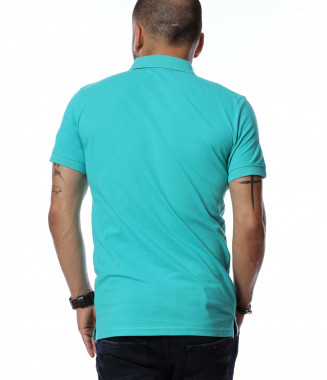 Тениска с яка 12755 - Зелен 2