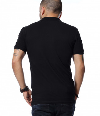 Тениска с яка 12755 - Черен 2