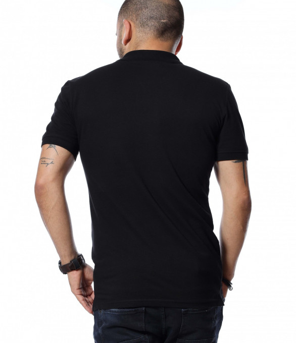 Тениска с яка 12755 - Черен