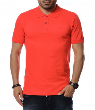 Тениска с яка 12755 - Оранжев