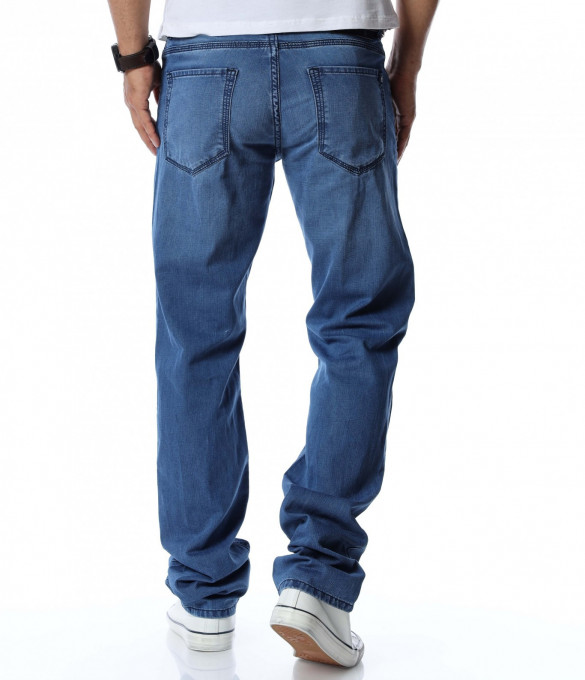 Дънки с колан 12764 - Син