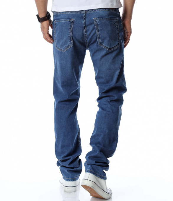 Дънки с колан 12760 - Син