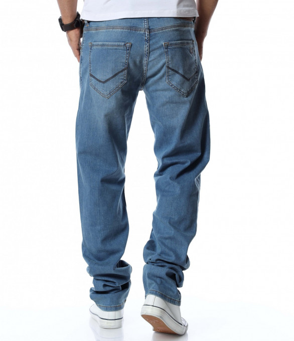 Дънки с колан 12766 - Син