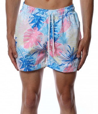 Бански с принт 12779 - Бял