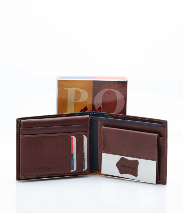 Цветен портфейл 12823 - Тъмно кафяв