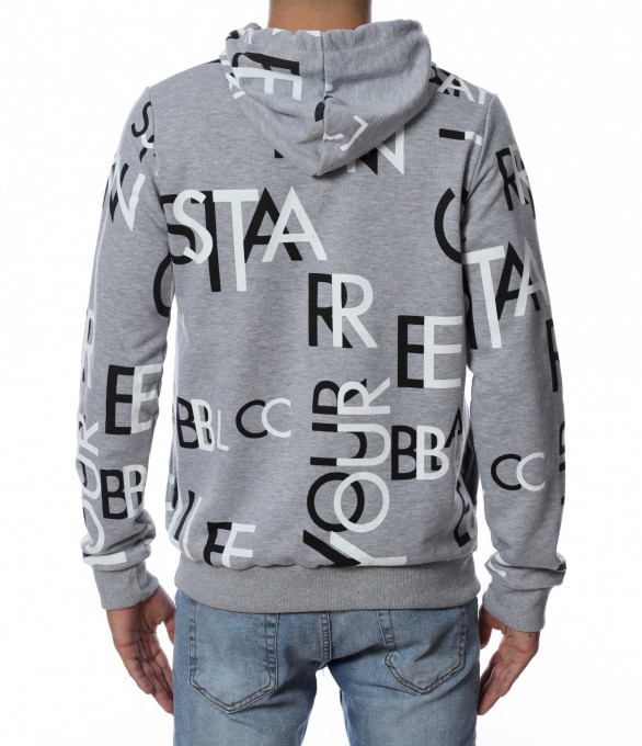 Суичер с качулка 12948 - Сив