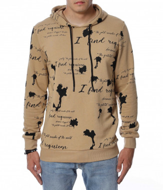 Суичър с принт 12946 - Кафяв