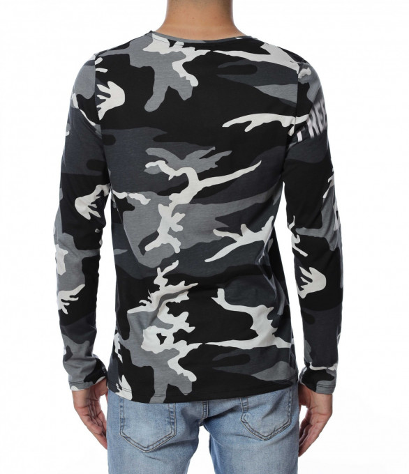Блуза с дълъг ръкав 12928 - Сив камуфлаж