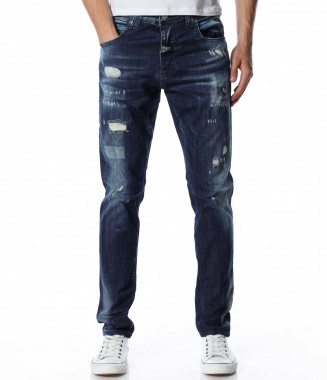 Дънки с кръпки 12977 - Син