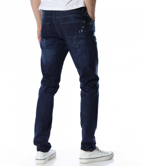 Дънки с кръпки 12977 - Син