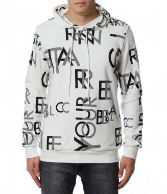 Суичер с качулка 12948 - Бял