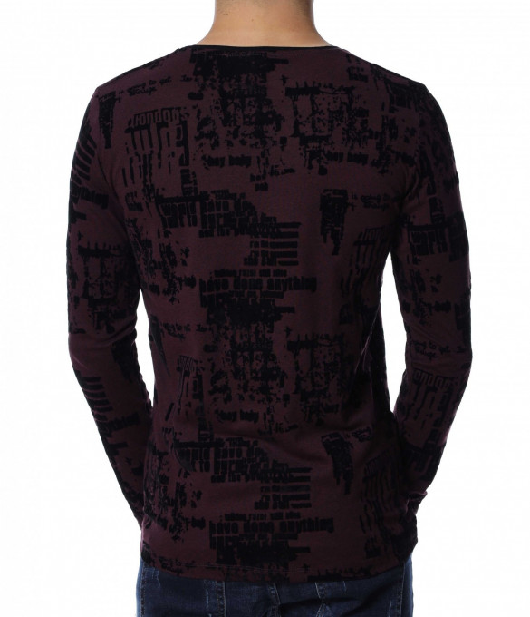 Блуза с велурен декор 12995 - Бордо