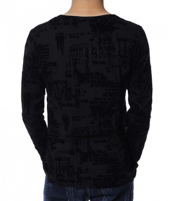 Блуза с велурен декор 12995 - Черен