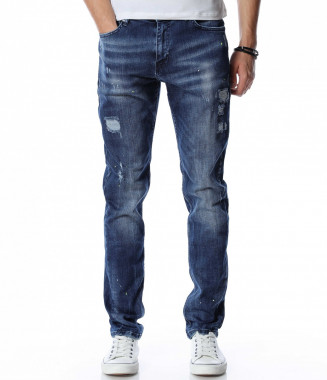 Дънки с кръпки 13068 - Син