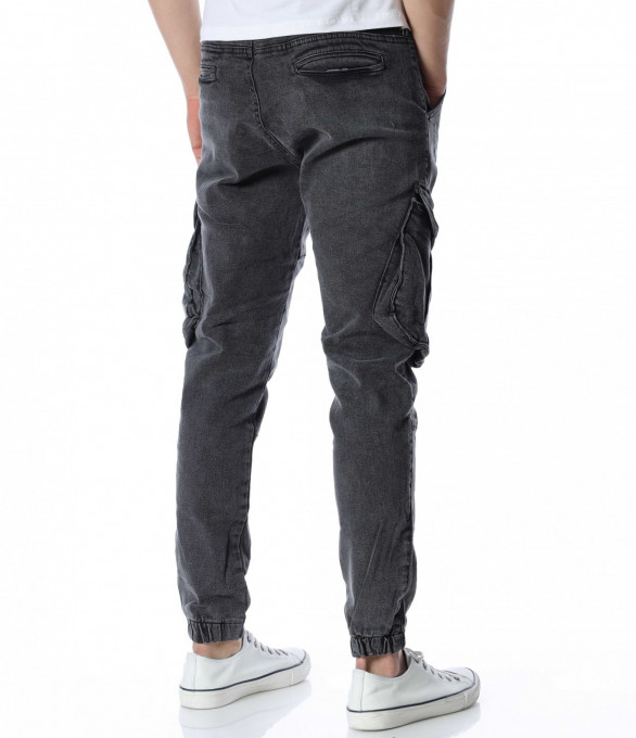 Дънки с карго джобове 13209 - Черен