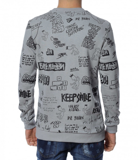 Блуза с дизайн 13128 - Сив