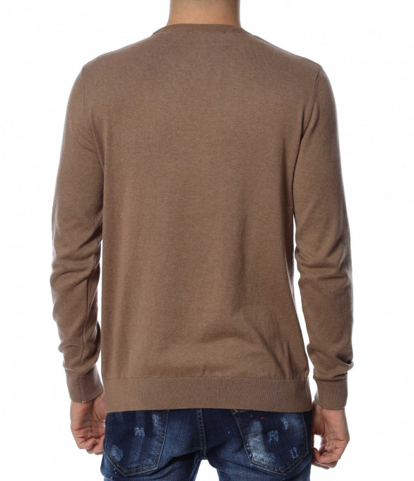 Пуловер от тънко плетиво 13137 - Кафяв