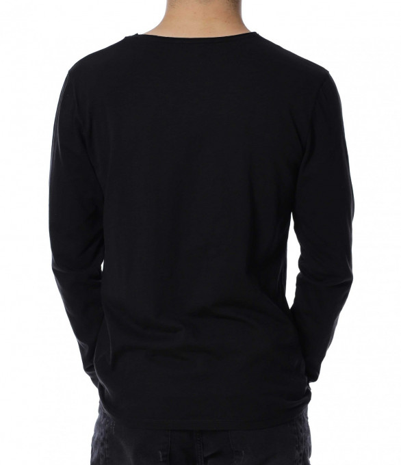 Памучна едноцветна блуза 13142 - Черен