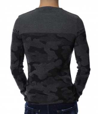 Камуфлажен пуловер 13173 - Сив 2