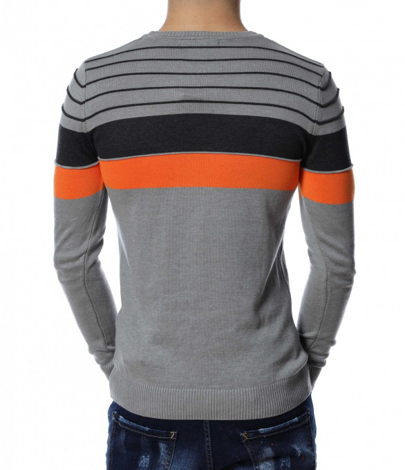 Пуловер в три цвята 13162 - Сив